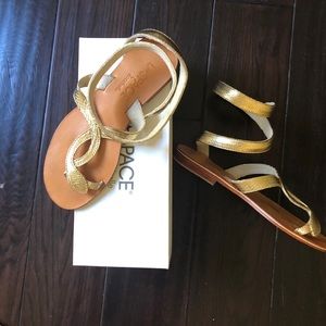 LSpace gold leather wrap sandals !!